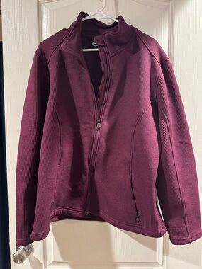 Women's Full-Zip Waffle Knit Jacket - Deep Plum